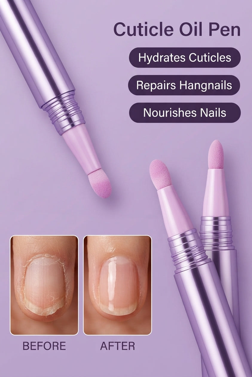 Ceramic-Tip Cuticle Oil Pen & Exfoliator – Revives Weak Nails, Removes Dead Skin, & Hydrates Cuticles On-The-Go